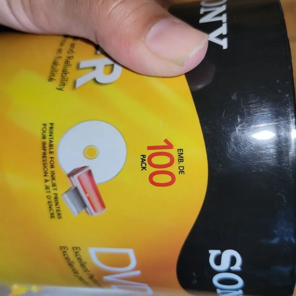 New Sony 16x 4.7GB Inkjet Printable Black DVD-R (100 -Pack Spindle)